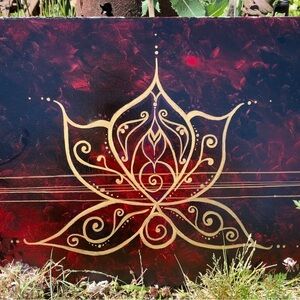Gorgeous Hand Painted Lotus Flower Painting!